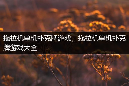 拖拉机单机扑克牌游戏，拖拉机单机扑克牌游戏大全