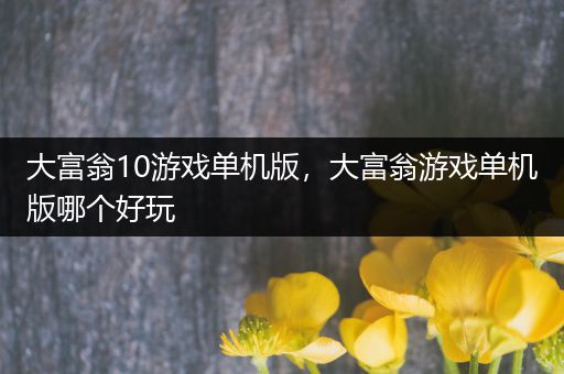 大富翁10游戏单机版，大富翁游戏单机版哪个好玩