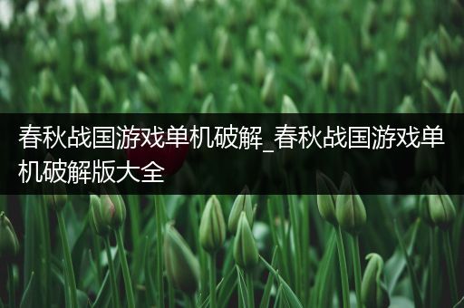 春秋战国游戏单机破解_春秋战国游戏单机破解版大全