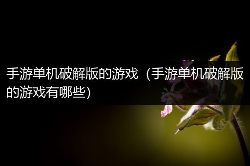手游单机破解版的游戏（手游单机破解版的游戏有哪些）