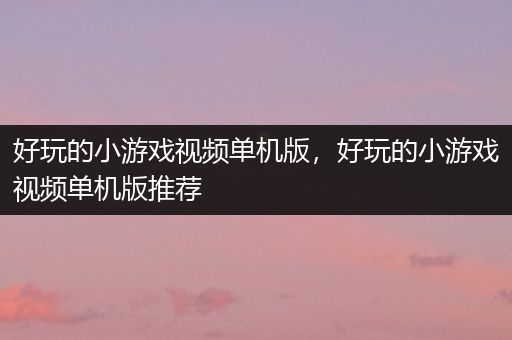 好玩的小游戏视频单机版，好玩的小游戏视频单机版推荐