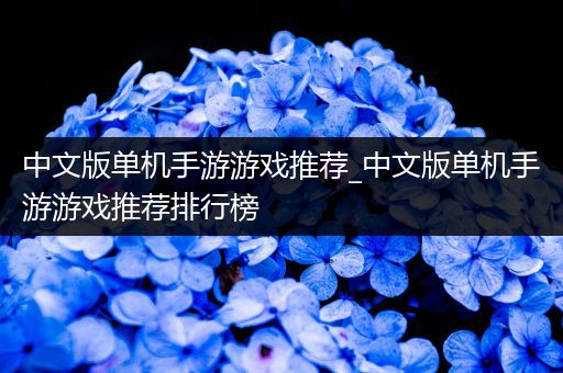中文版单机手游游戏推荐_中文版单机手游游戏推荐排行榜