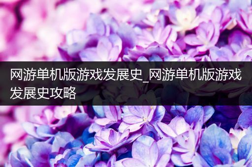 网游单机版游戏发展史_网游单机版游戏发展史攻略