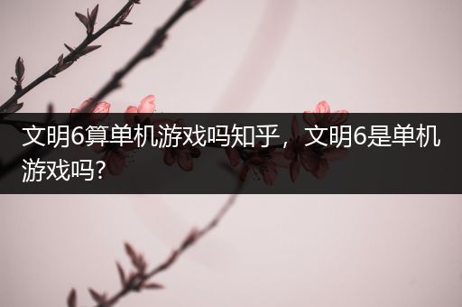 文明6算单机游戏吗知乎，文明6是单机游戏吗?