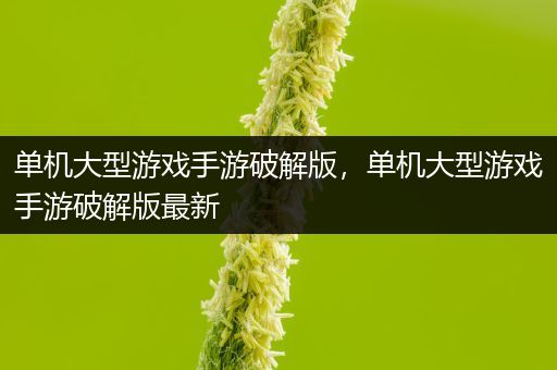 单机大型游戏手游破解版，单机大型游戏手游破解版最新
