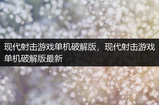 现代射击游戏单机破解版，现代射击游戏单机破解版最新