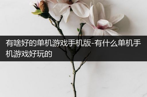 有啥好的单机游戏手机版-有什么单机手机游戏好玩的