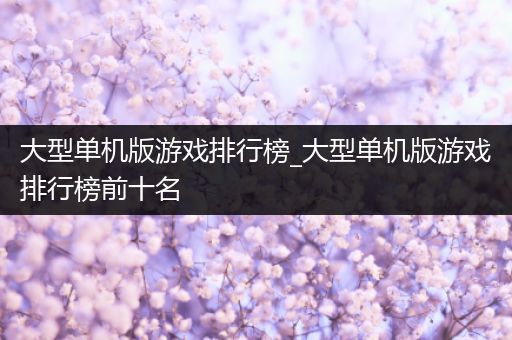大型单机版游戏排行榜_大型单机版游戏排行榜前十名