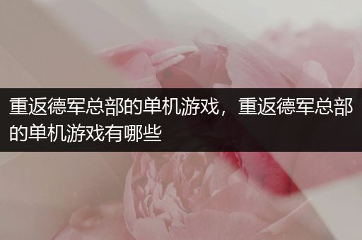 重返德军总部的单机游戏，重返德军总部的单机游戏有哪些