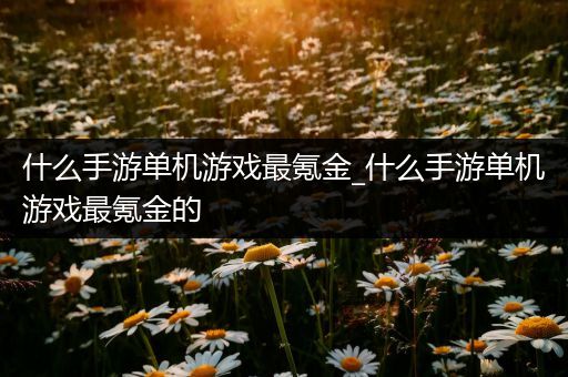 什么手游单机游戏最氪金_什么手游单机游戏最氪金的