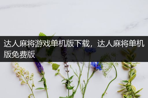 达人麻将游戏单机版下载，达人麻将单机版免费版