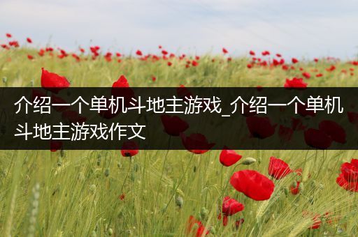 介绍一个单机斗地主游戏_介绍一个单机斗地主游戏作文