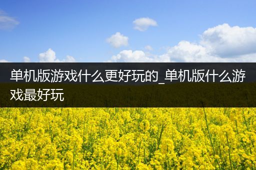 单机版游戏什么更好玩的_单机版什么游戏最好玩