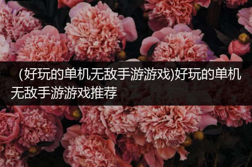 （好玩的单机无敌手游游戏)好玩的单机无敌手游游戏推荐