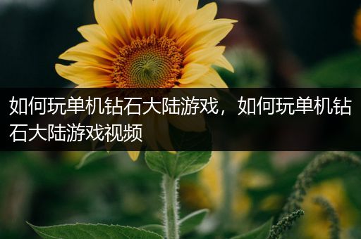 如何玩单机钻石大陆游戏，如何玩单机钻石大陆游戏视频