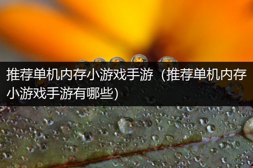 推荐单机内存小游戏手游（推荐单机内存小游戏手游有哪些）